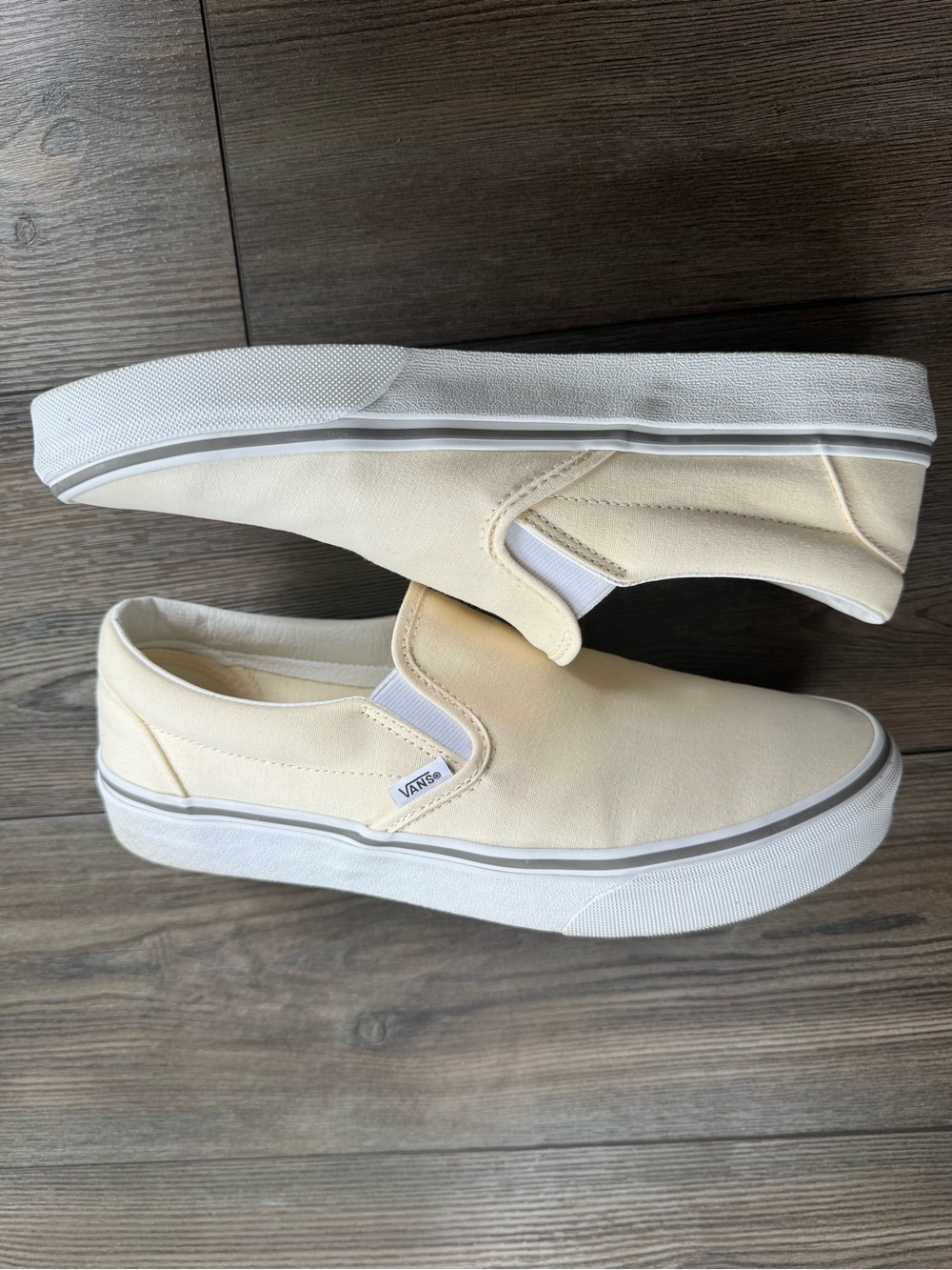 Vans Slip-On Canvas Sneakers in Cream